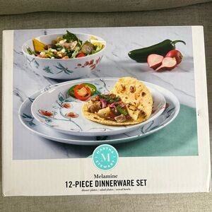 Martha Stewart Melamine Dinnerware Set with Floral Design